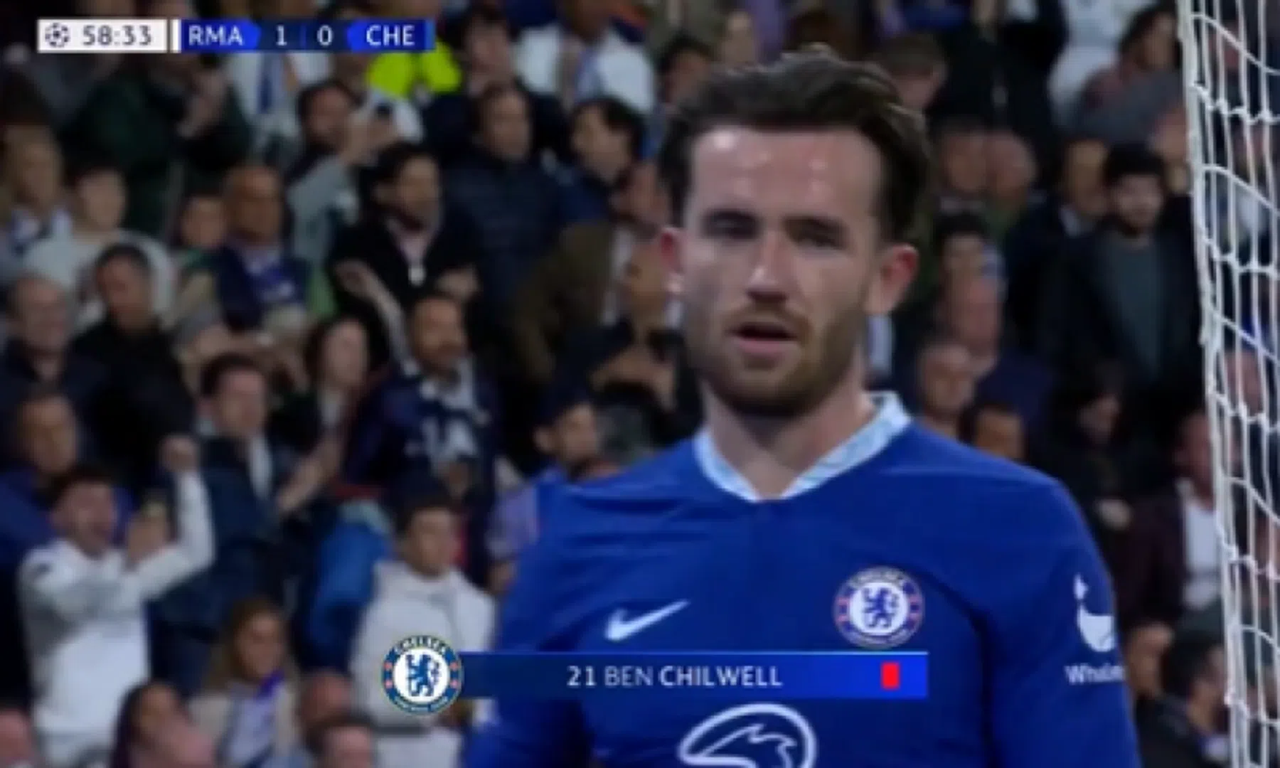 Chilwell heeft een rode kaart gekregen tegen Real Madrid