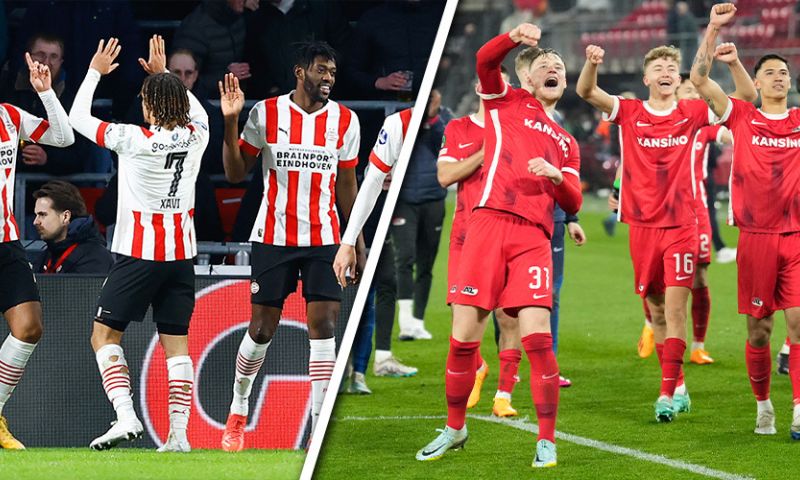 PSV ontsnapt via Xavi Simons, AZ walst over FC Emmen en hijgt in de nek van Ajax