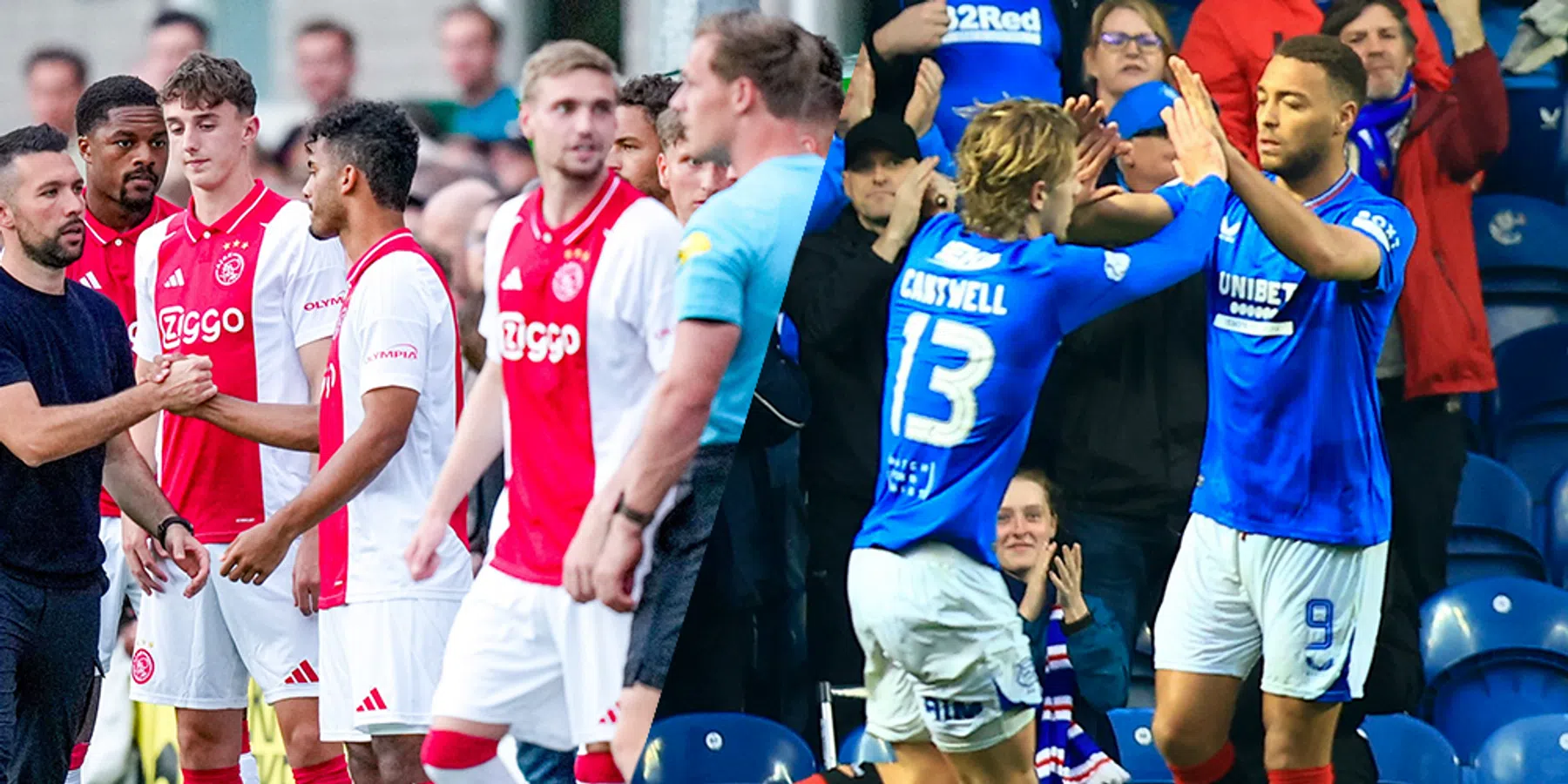 Waar en hoe laat wordt het oefenduel Ajax - Rangers FC uitgezonden?