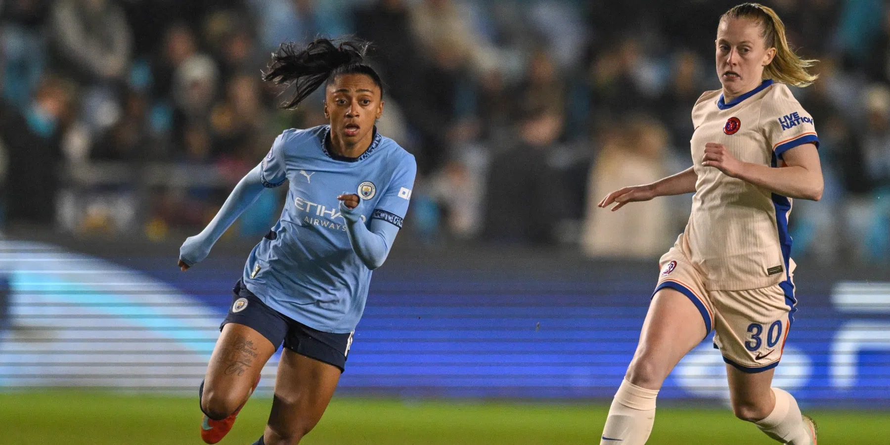 Waar wordt de return tussen Chelsea en Manchester City in de WCL uitgezonden?