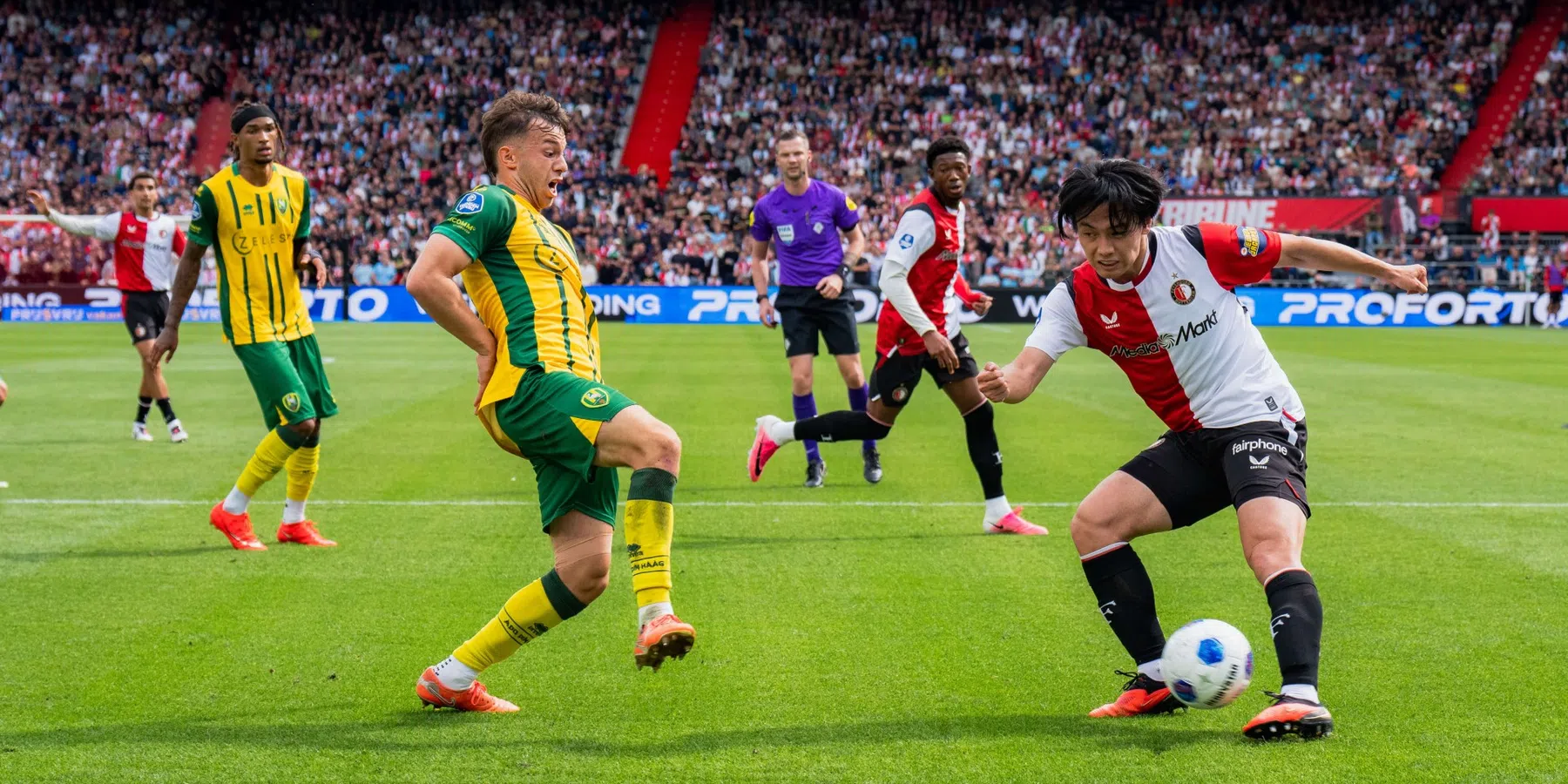 Feyenoord wordt te laat wakker en lijdt puntenverlies tegen ADO in De Kuip